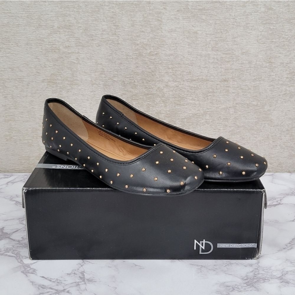NEW Directions Black Berck Women's Ballet Flats 9 Studded